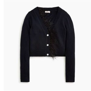 J.Crew Ostrich Feather Cashmere Wool & Jewel Button Cardigan